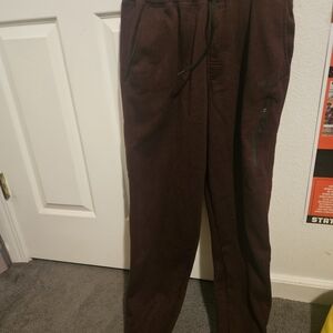Men's Burgundy Joggers with Zipper Pockets